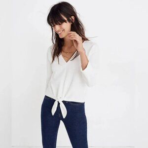 Madewell Texture & Thread Tie Front Top, Size Medium